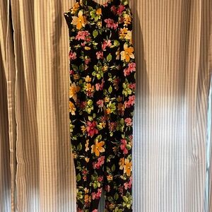 Floral Jumpsuit - Black/charcoal with Multicolor Flowers